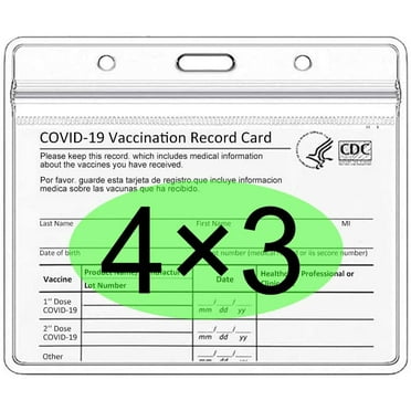 Multicolor Plastic Card Sleeve for Hospital 4 X 3 Covid Vaccination Card Holder for CDC Immunization Card Vaccine Card Protector with Lanyard Airport and School 